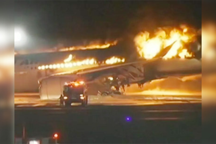 Tokyo Airport Tragedy Narrowly Averted: Japan Airlines Plane Engulfed in Flames After Collision