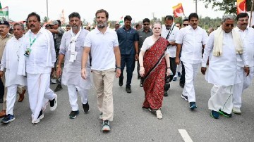 Sonia Gandhi joins Rahul Gandhi in Bharat Jodo Yatra in Karnataka