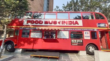 London style double decker food bus is a site to see in Delhi's heart