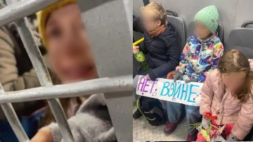 Russian police arrest 7-year-olds for carrying antiwar banners outside Ukrainian embassy