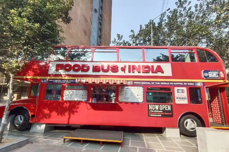 London style double decker food bus is a site to see in Delhi's heart