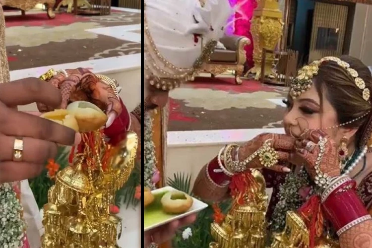 Bride and Groom have unusual first meal, eat golgappa in viral video