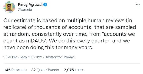 We suspend over half a million spam accounts every day: Parag Agrawal