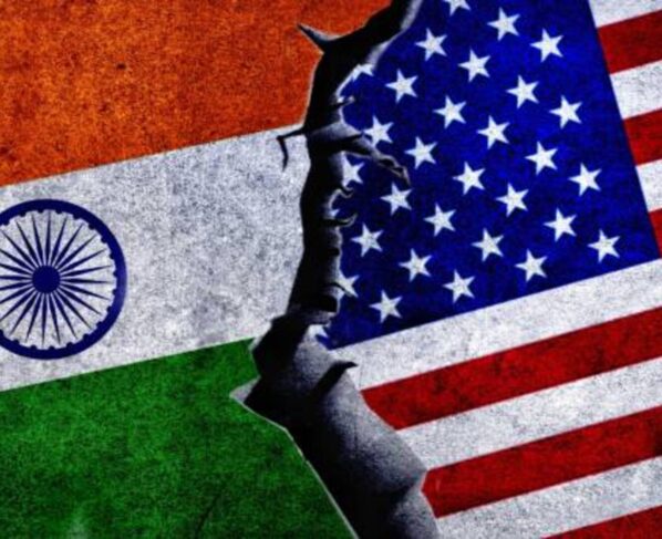 India vs America tariff war illustration with trade conflict the tariff war
